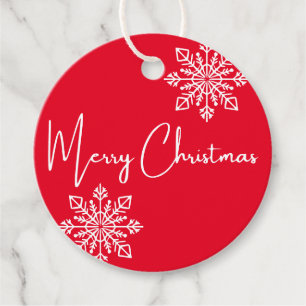 Personalised Snowflake Merry Christmas Red Holiday Favour Tags