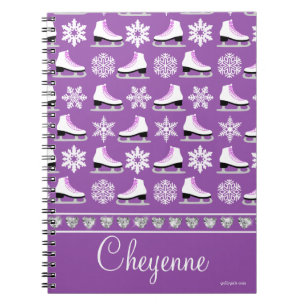 Personalised Snowflakes and Figure Skates Pattern Notebook