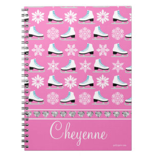 Personalised Snowflakes and Figure Skates Pattern Notebook