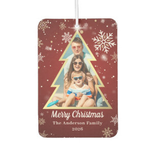 Personalised Snowflakes Merry Christmas Tree Photo Car Air Freshener