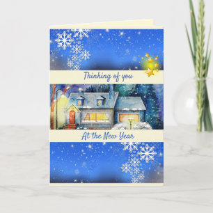 Personalised Snowflakes & Stars New Year  Holiday Card