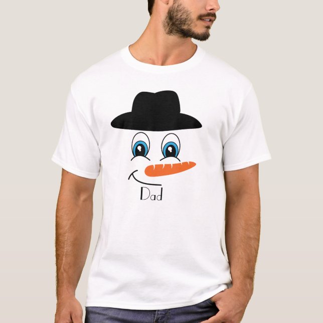 Personalised Snowman Black Hat with Custom Name  T-Shirt (Front)