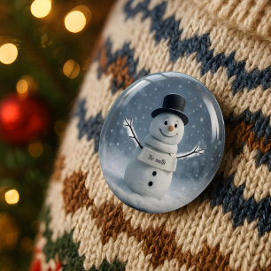 Personalised Snowman Button with Custom Scarf