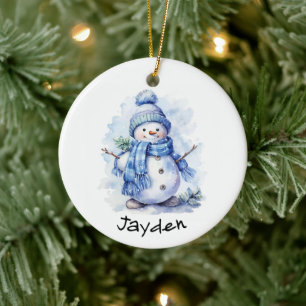 Personalised Snowman Ceramic Tree Decoration