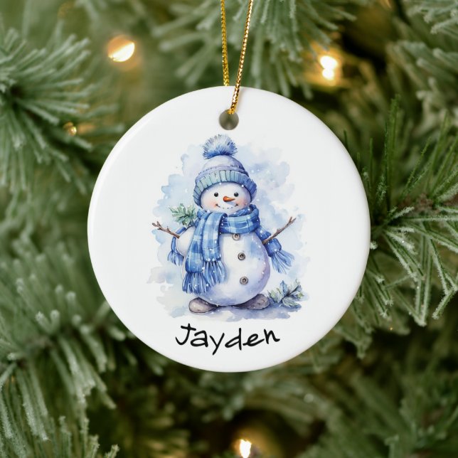 Personalised Snowman Ceramic Tree Decoration (Tree)