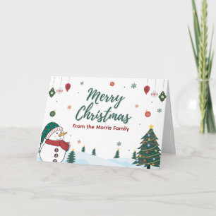 Personalised Snowman Christmas Card Family