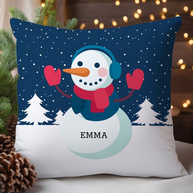 Personalised Snowman Christmas Cushion (Creator Uploaded)