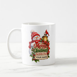 Personalised Snowman Christmas Greetings Coffee Mug