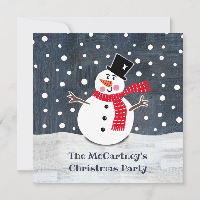Personalised Snowman Christmas Party Invitation (Front)