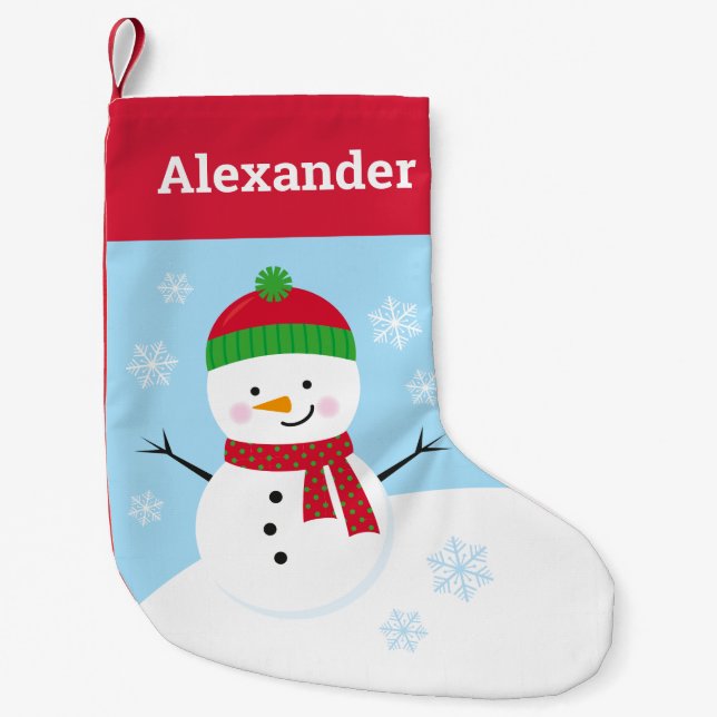 Personalised Snowman Christmas Stocking for Kids (Front)