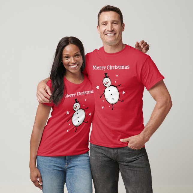 Personalised Snowman Christmas T-Shirt (Unisex)