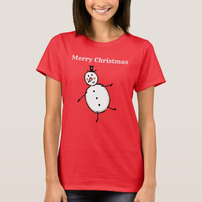 Personalised Snowman Christmas T-Shirt (Front)
