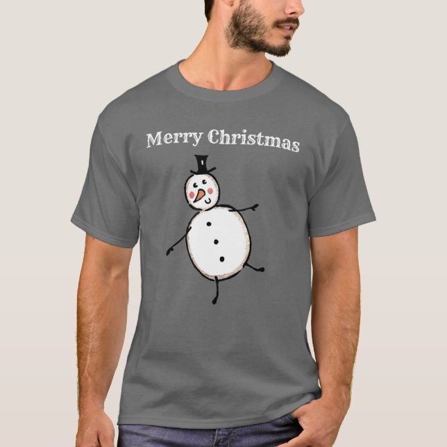 Personalised Snowman Christmas T-Shirt (Front)