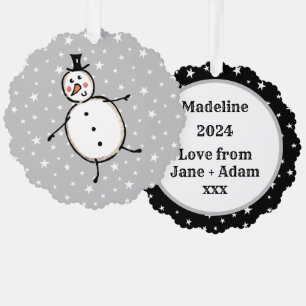 Personalised Snowman Christmas Tree Decoration Card