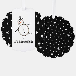 Personalised Snowman Christmas Tree Decoration Card