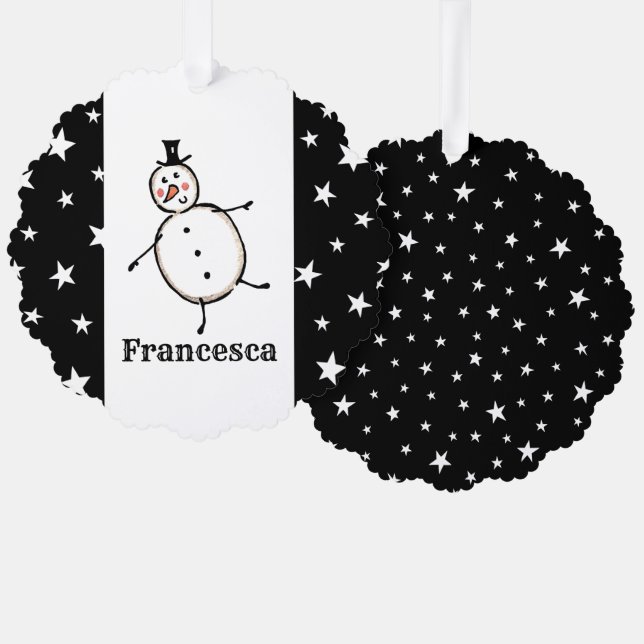 Personalised Snowman Christmas Tree Decoration Card (Front/Back)