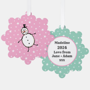 Personalised Snowman Christmas Tree Decoration Card