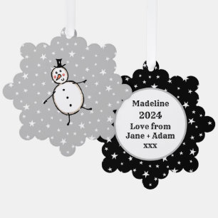 Personalised Snowman Christmas Tree Decoration Card