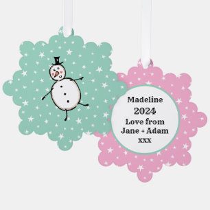 Personalised Snowman Christmas Tree Decoration Card