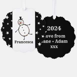 Personalised Snowman Christmas Tree Decoration Card