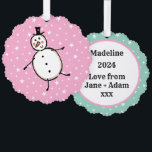 Personalised Snowman Christmas Tree Decoration Card<br><div class="desc">This personalised Christmas card features the Christmas Crew's Snowman Character.</div>