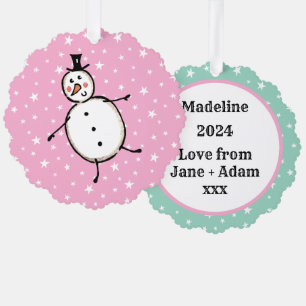 Personalised Snowman Christmas Tree Decoration Card