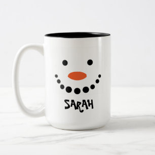 Personalised Snowman Christmas Two-Tone Coffee Mug