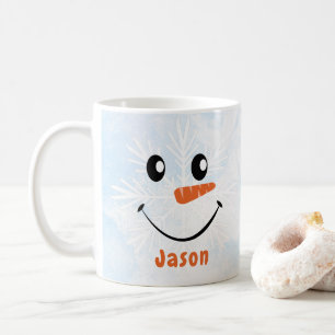 Personalised Snowman Face Holiday Christmas Coffee Mug