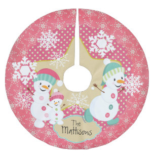 Personalised Snowman Family Holiday Tree Skirt 2