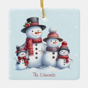 Personalised Snowman Family with children Ornament