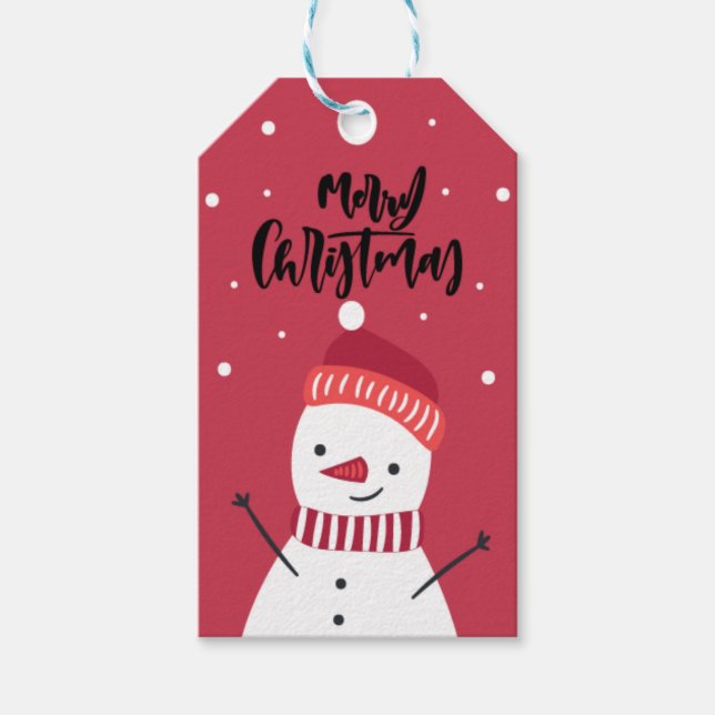Personalised Snowman Merry Christmas Gift Tags (Front)
