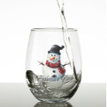 Personalised Snowman Name Christmas  Stemless Wine Glass<br><div class="desc">This design may be personalised in the area provided by changing the photo and/or text. Or it can be customised by clicking Personalise this Template and then choosing the click to customise further option and delete or change the colour of the background, add text, change the text colour or style,...</div>