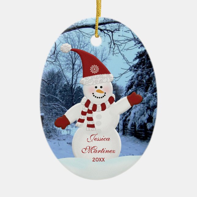 Personalised Snowman Ornament (Front)