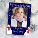 Personalised Snowman Photo Christmas Card<br><div class="desc">Holiday greetings card with the extra personal touch. Add your own photograph to this happy snowman design to make this years Christmas card extra special. Happy Holidays</div>