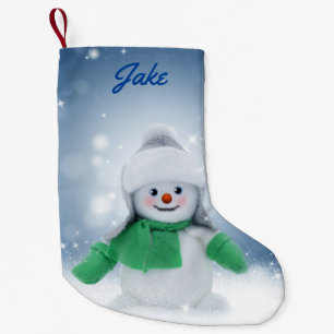Personalised Snowman Small Christmas Stocking