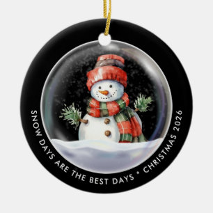Personalised Snowman Snow Globe Photo Ceramic Tree Decoration