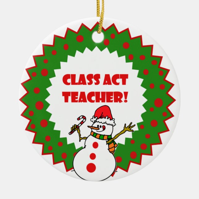 Personalised Snowman Teacher Keepsake Ornament (Front)
