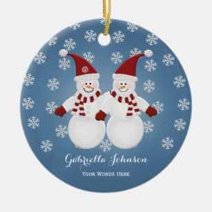 Personalised Snowman Twins Ornament