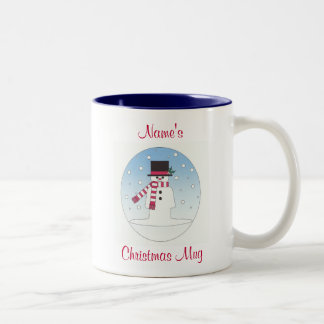 personalised snowman Two-Tone coffee mug