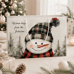 Personalised Snowman Winter Hug Family Name Large Gift Bag