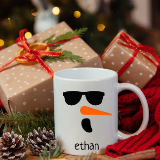 Personalised Snowman with Sunglasses,Christmas Mug