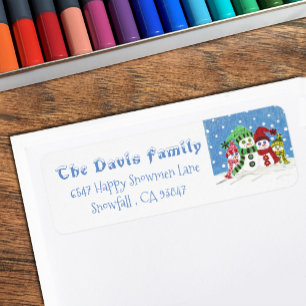 Personalised Snowmen family return address labels