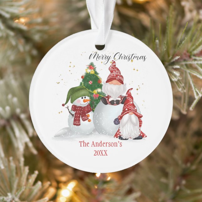 Personalised Snowmen Gnomes Christmas  Ornament (Tree)