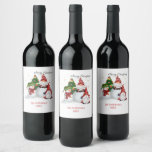 Personalised Snowmen Gnomes Christmas Wine Label<br><div class="desc">Merry Christmas Gnomes Christmas Snowmen Gnomes wine labels. Add your own two lines of personalisation</div>