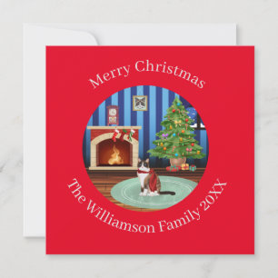 Personalised Snowshoe Kitty Cat Christmas Holiday Card