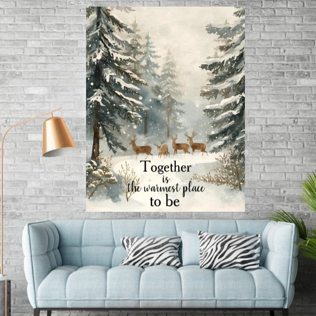 Personalised Snowy Forest Deer Family Watercolor Poster (Creator Uploaded)