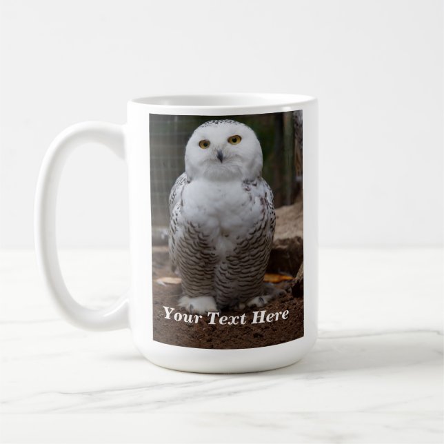 Personalised Snowy Owl Photo Mug (Left)