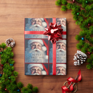 Personalised Snowy Santa Christmas Wrapping Paper