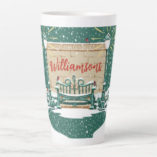 Personalised Snowy Winter Family Garden Christmas Latte Mug