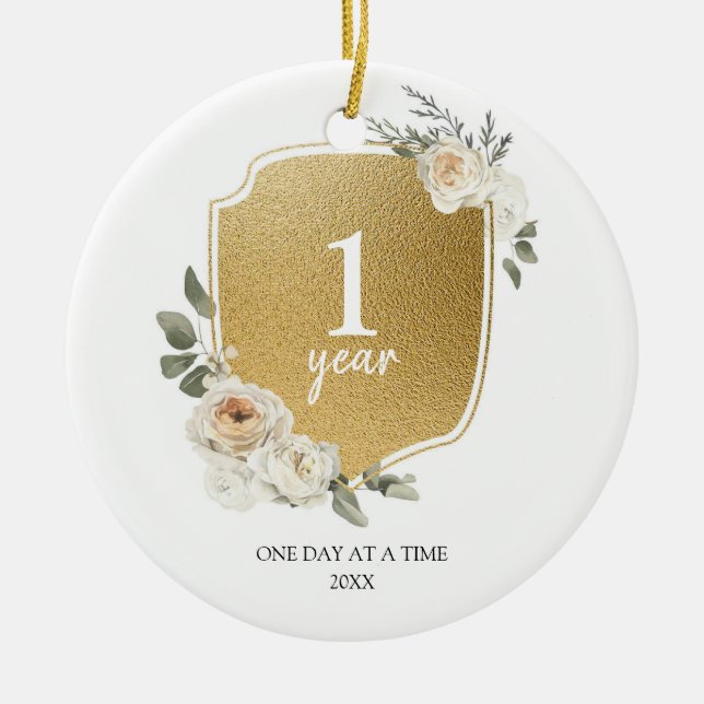 Personalised Sober Anniversary Christmas Ornament (Front)